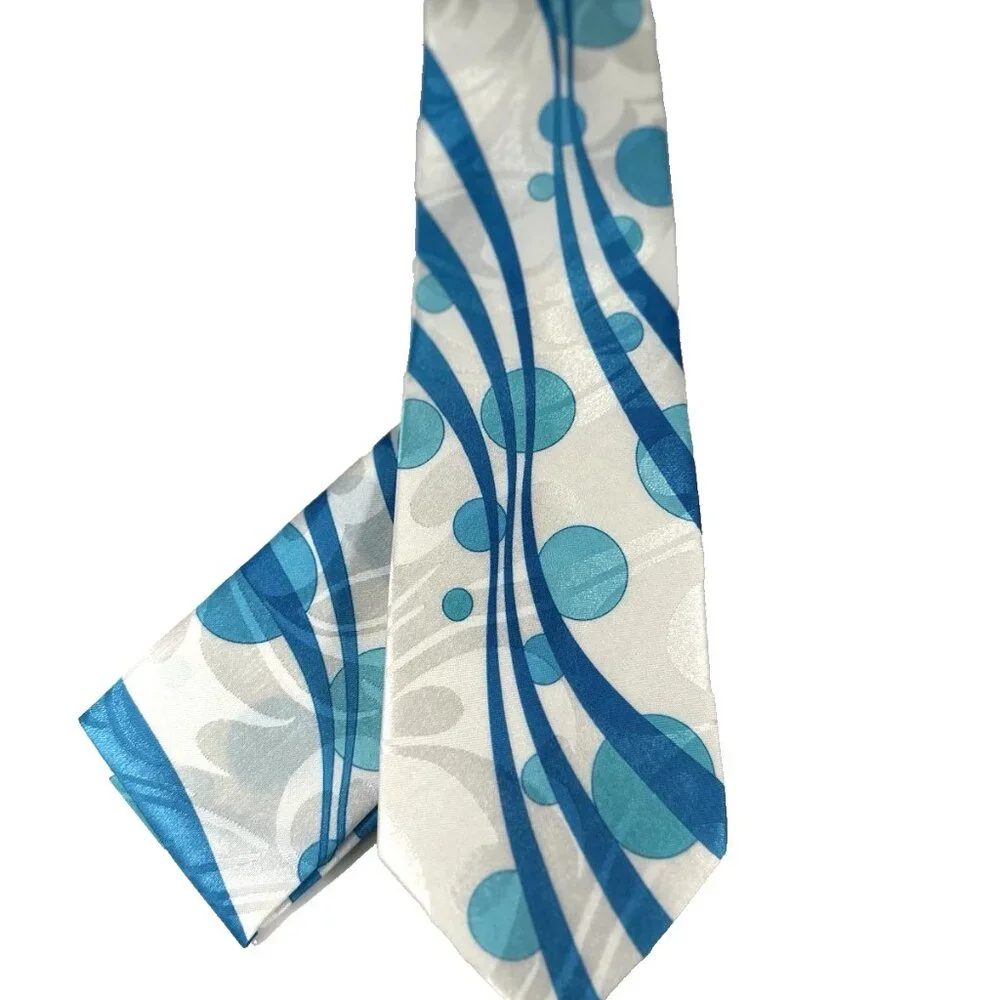 Da Ciro Boys Tie Hanky Cobalt Blue Turquoise White Silver 3